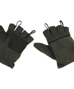 Alternative view of MFH Fleece Gloves, OD green, with pull loops